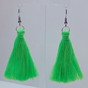 Tassel Earrings Neon Lime Green